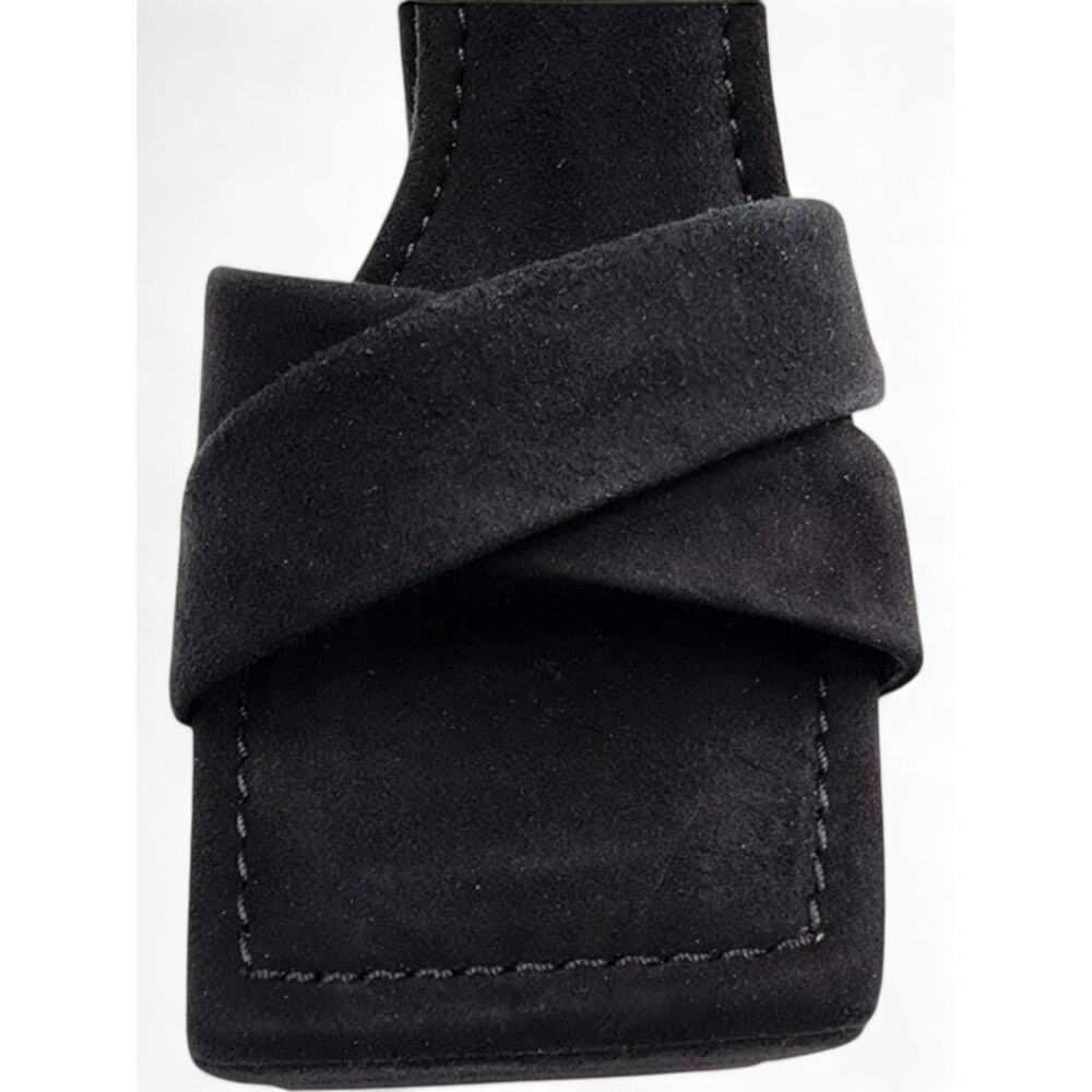 Black Suede Platform Sandal Block Heel Square Toe Ankle Strap Size 10.5 NEW - Picture 5 of 12